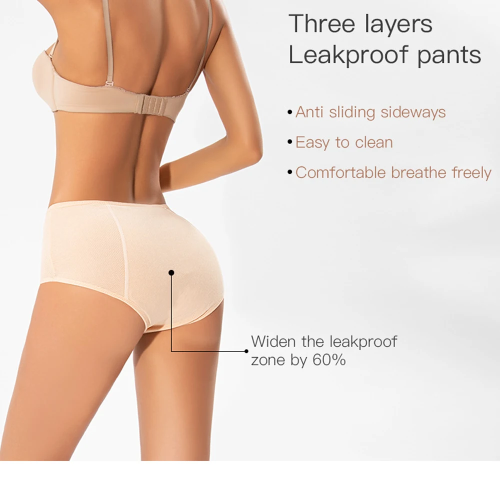 5Pcs Leak Proof Menstrual Panties Women Cotton Comfort Incontinence Briefs Female Period Physiological Underwear Plus Size 2
