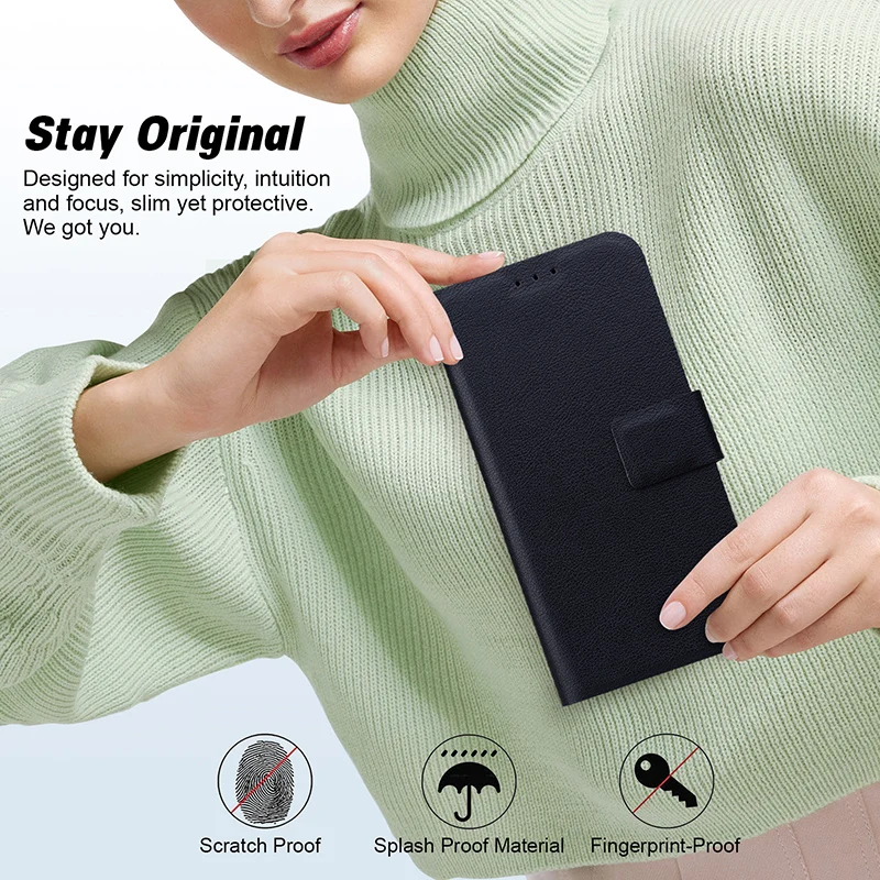 Luxurious Leather Flip Wallet with Magnetic Closure and Stand Feature