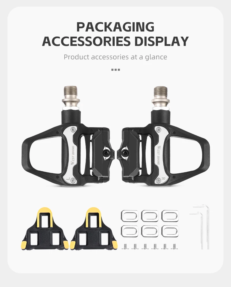 WEST BIKING Road Bike Self-Locking Pedals With Sealed Bearings 6° Cleats For SPD System Lightweight Nylon Racing Bike Pedals