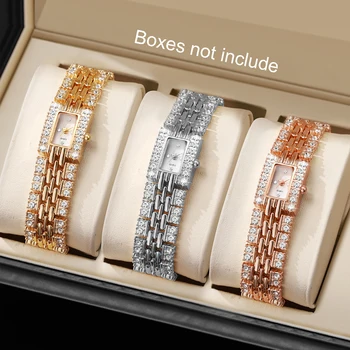 Luxury Rhinestone Rectangle Women Watches Fashion Ladies Bracelet Wristwatch Reloj Mujer Girls Clock Gift (Without Box)
