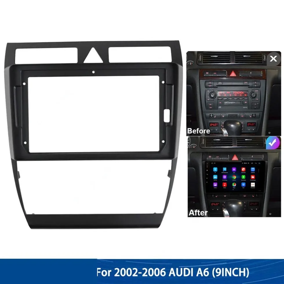 

9 дюймов для AUDI A6 1998-2006 автомобильное радио Fascia MP5 GPS Android стереоплеер 2 Din головное устройство навигационная панель видеорегистратор установка