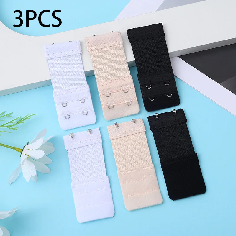 Bra Extender 3PCS 2Hooks Women's Elastic Bra Extension Strap Hook Clasp Adjustable