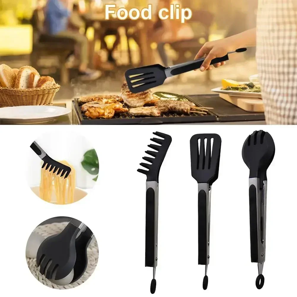 Stainless Steel Silicone Kitchen Tongs Bbq Clip Salad Cooking Tool Food Serving Tongs Pinzas De Cocina Kitchen Appliance Parts