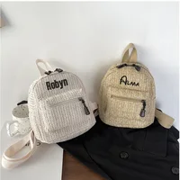 Personalized Customized Name Woven Backpack Fashion Girl Crossbody Bag Solid Simple Casual Bag Double Backpack 1