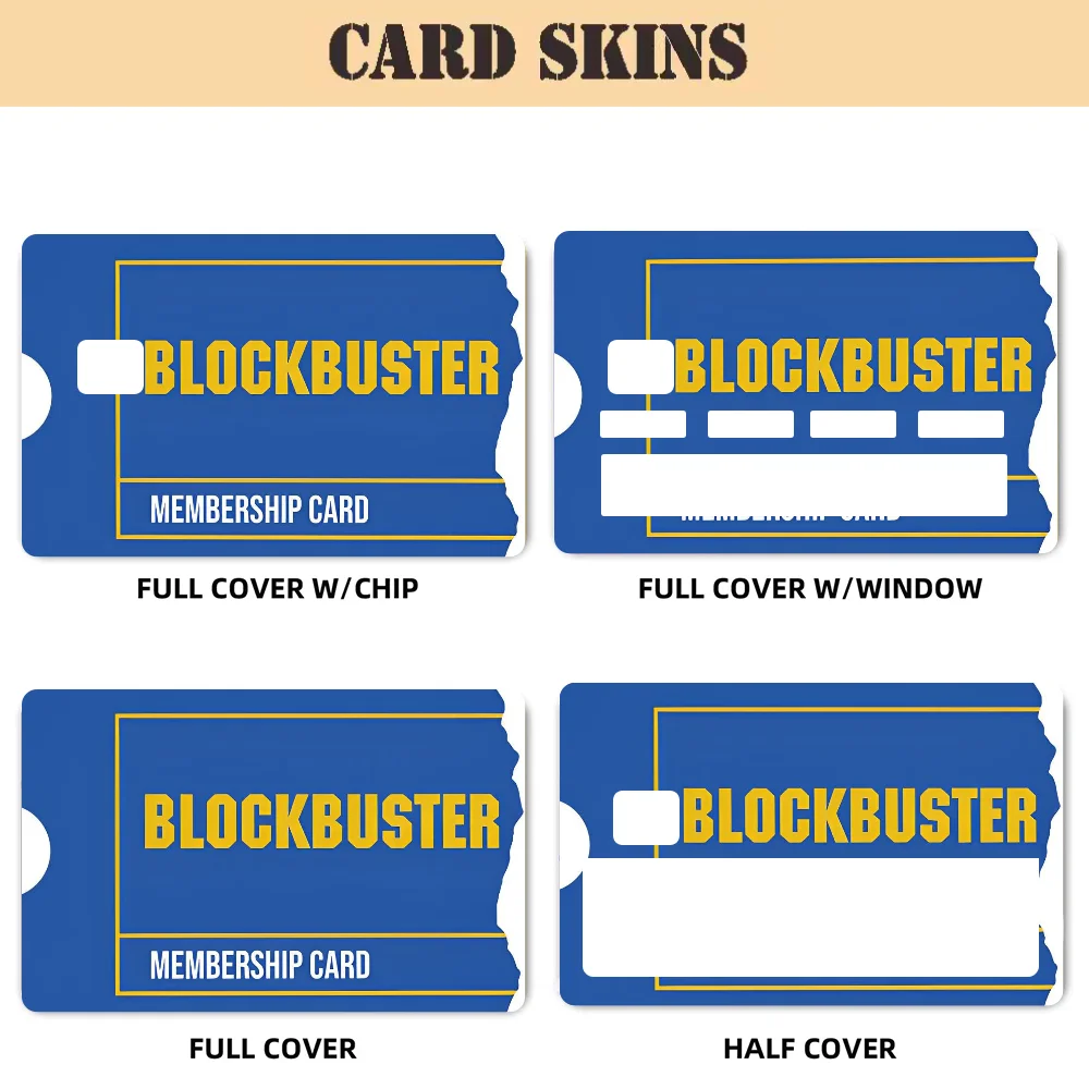 Blockbuster Stickers 4pcs PVC Card Skin Stickers for Bank Card Bus Metro Case Decorate Gift