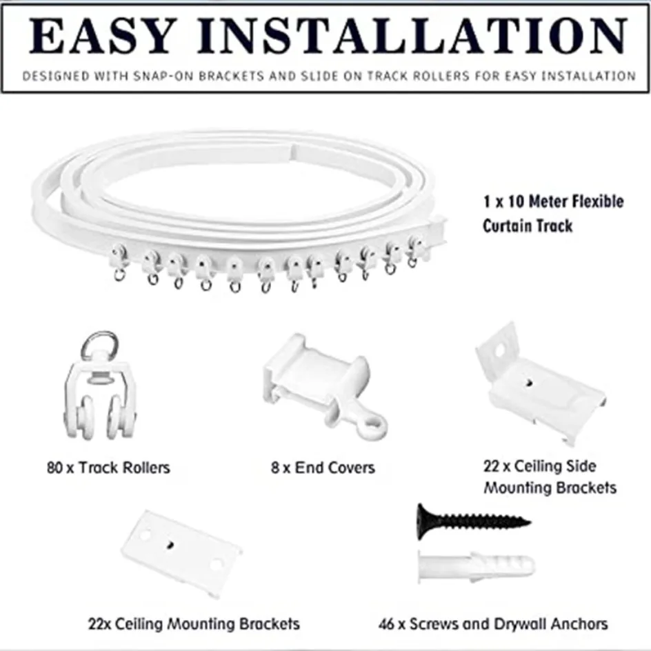 Description Picture 2 of item2/5M FlexiBendable Curtain Track for Bedrooms Balconies Bathrooms Room Divider Ceiling Silent Track Home Window Decor Accessory