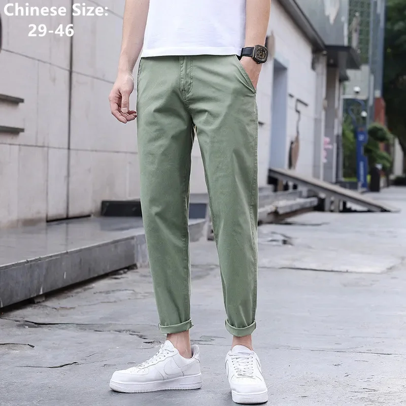 

Summer Cotton Man Pants Stretched Fashion Male Oversize Big Plus Size 46 44 42 40 Thin Ankle Length Harem Casual Loose Trousers