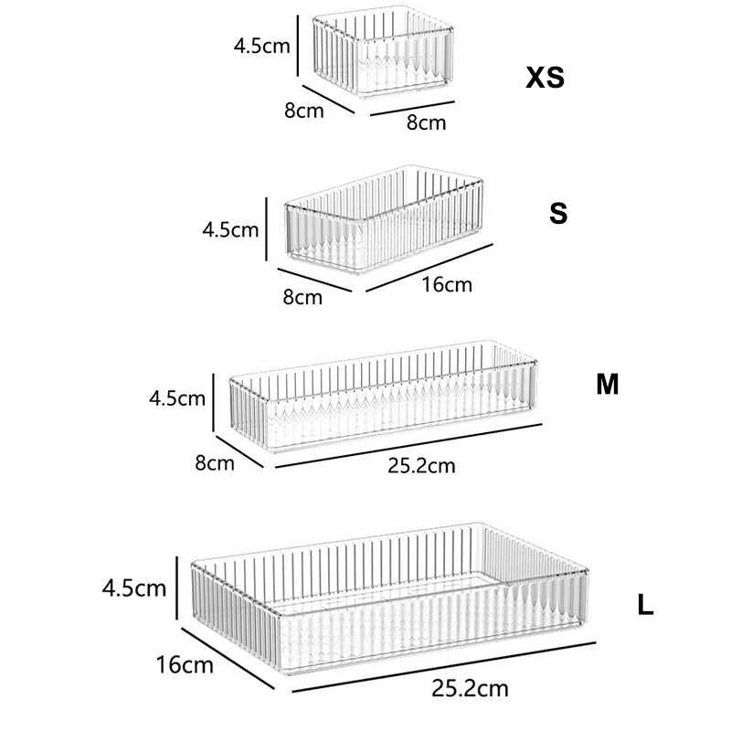 Durable Clear Plastic Drawer Organizer, Free combination Drawer Divider Storage Box, For Office Supply,Makeup,Kitchen Utensils 4