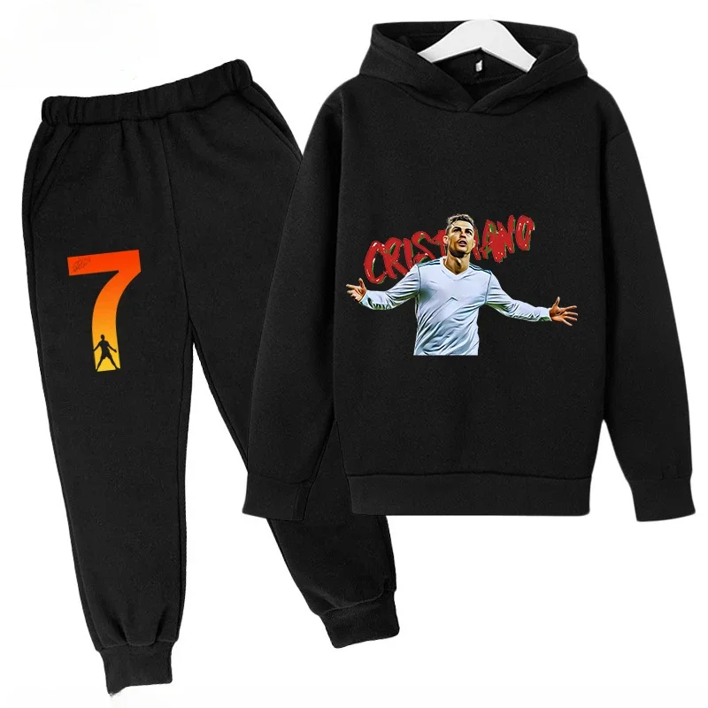 thumbnail image 1 of Conjunto de sudadera y pantalones deportivos para niños, conjunto de 2 piezas para niños y niñas, ropa para niños con estampado de avatar de Ronaldo, 1 of 5