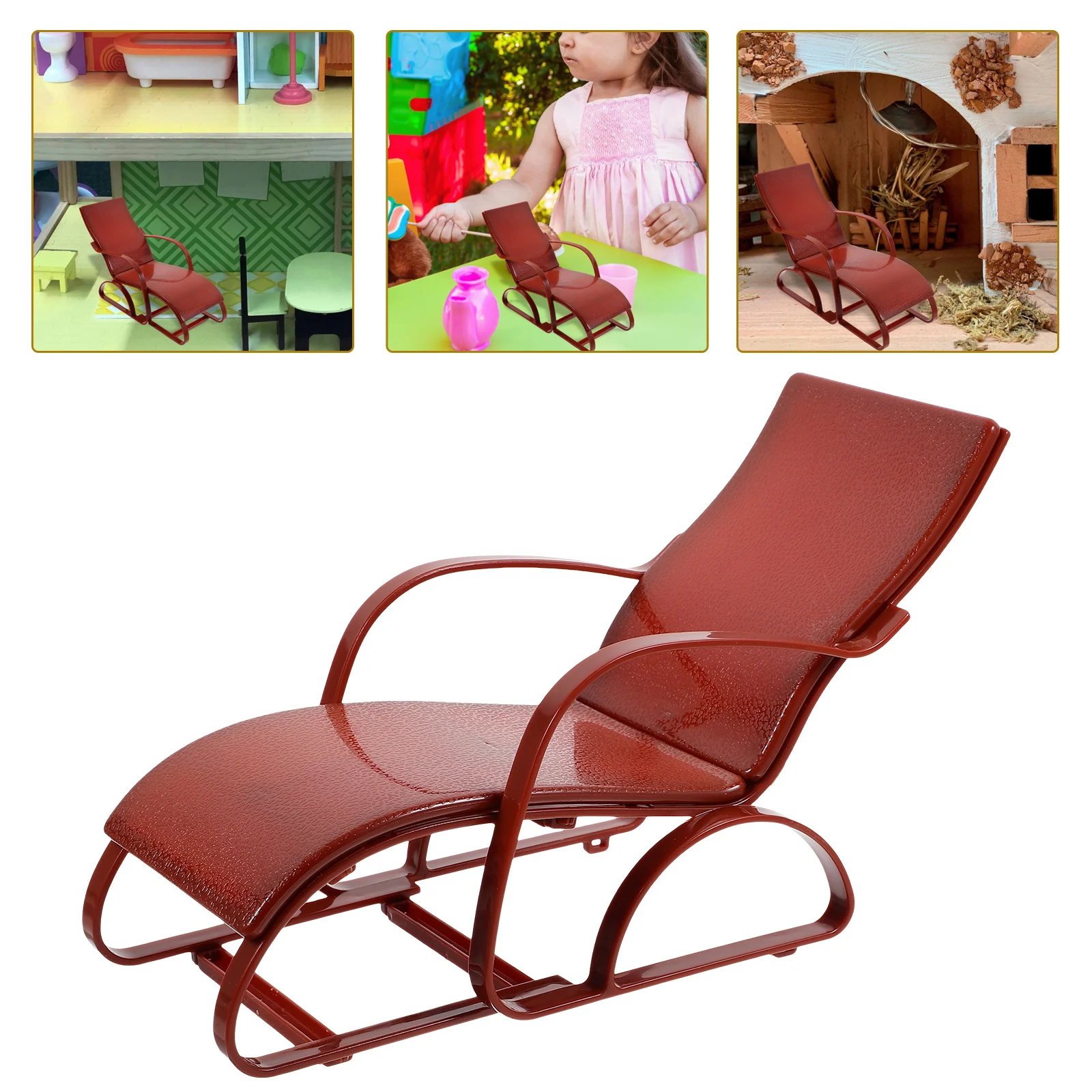 

Beach Chair Fake Furniture Decor Miniature Model Micro Landscape Lounge Toy Decoration