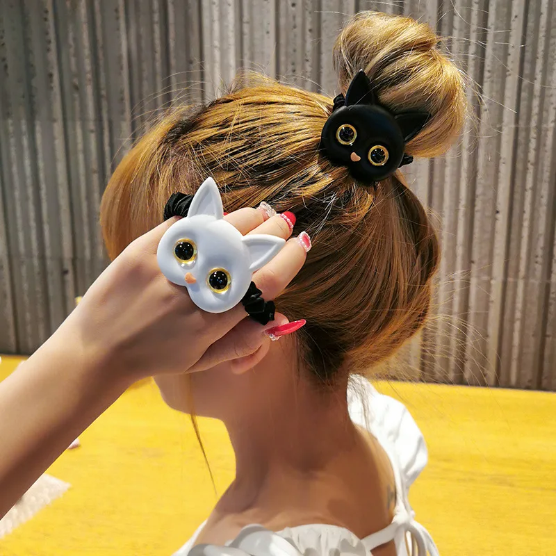 Nouvelles Femmes Mignon Chat Élastiques Bandes de cheveux Coréen  Couvre-chef Anneau de cheveux Enfants pour fille Beaux accessoires de  cheveux Ornements