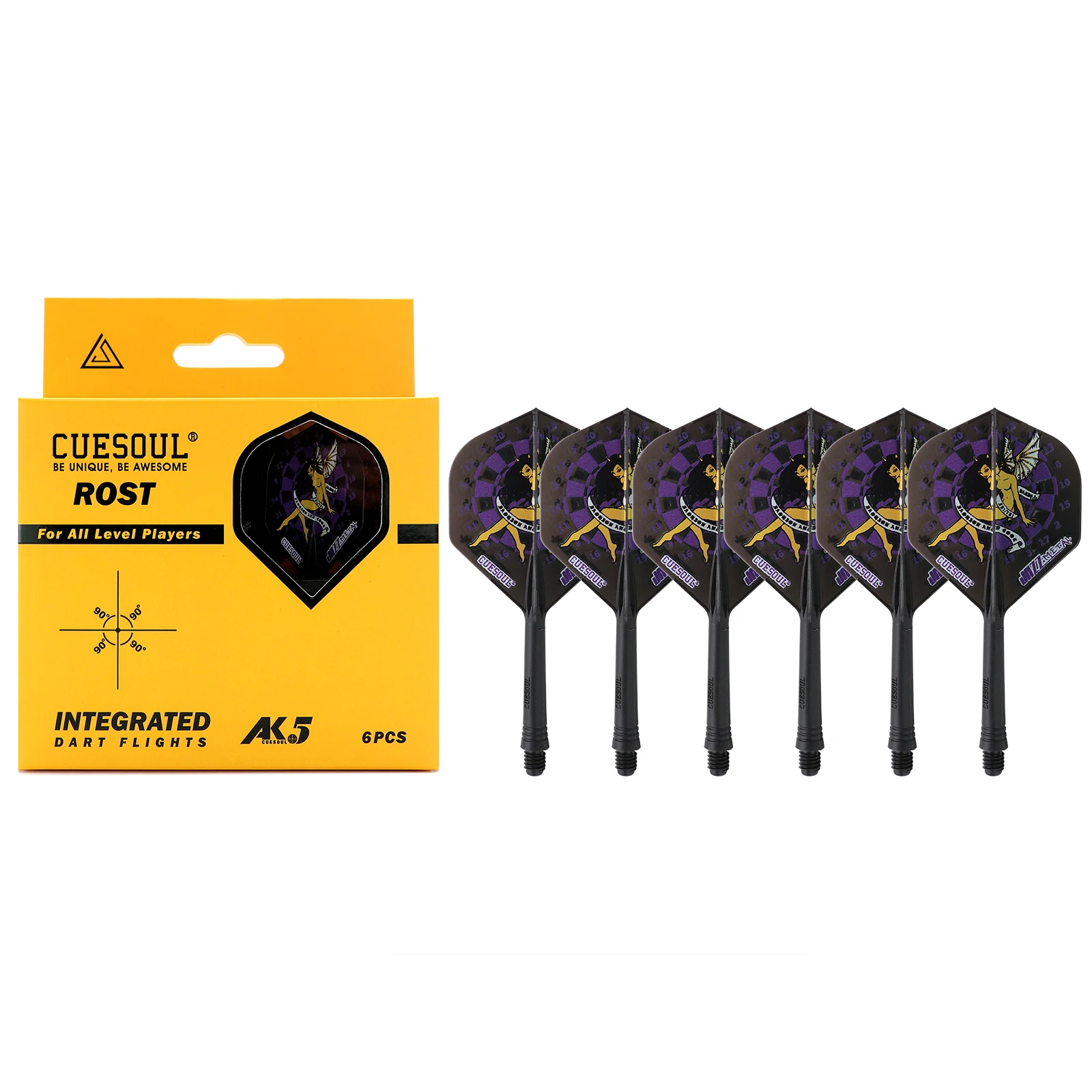 CUESOUL Integrated Dart Shaft and Flights 6 Pcs Standard Shape-Beauty 28mm