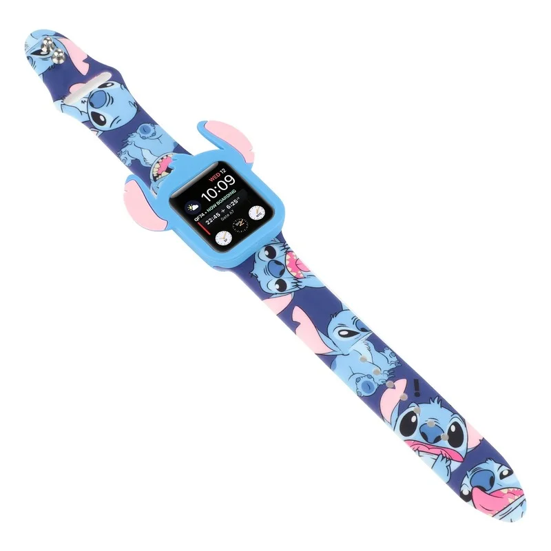 Силиконовый ремешок Disney stitch для Apple Watch Band 40 мм 44 бампер часов + аксессуары серии