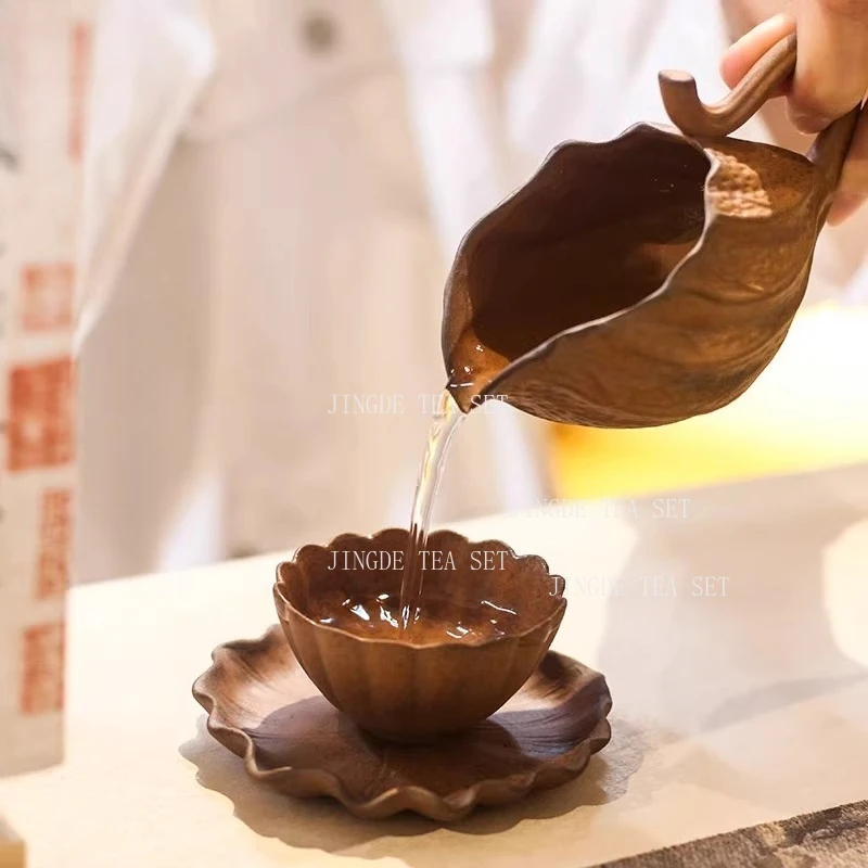 Rough Pottery Fair Cup Retro Lotus Seed Tea Divider Chinese Ceramic Kung Fu Tea Set Household Lotus Leaf Tea Horizontal Cup