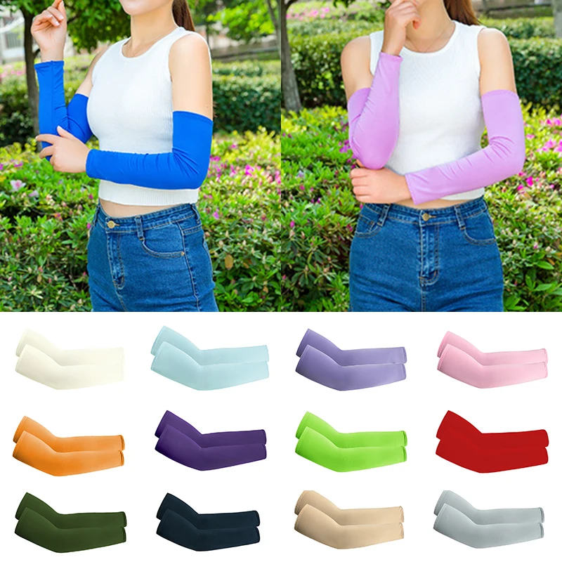 Arm Sleeves Ice Silk Sports Sleeve Sun UV Protection Hand Cover Cooling Warmer Running Cycling Fishing Mangas Para Brazo Beach ice arm sleeves arm sleeves