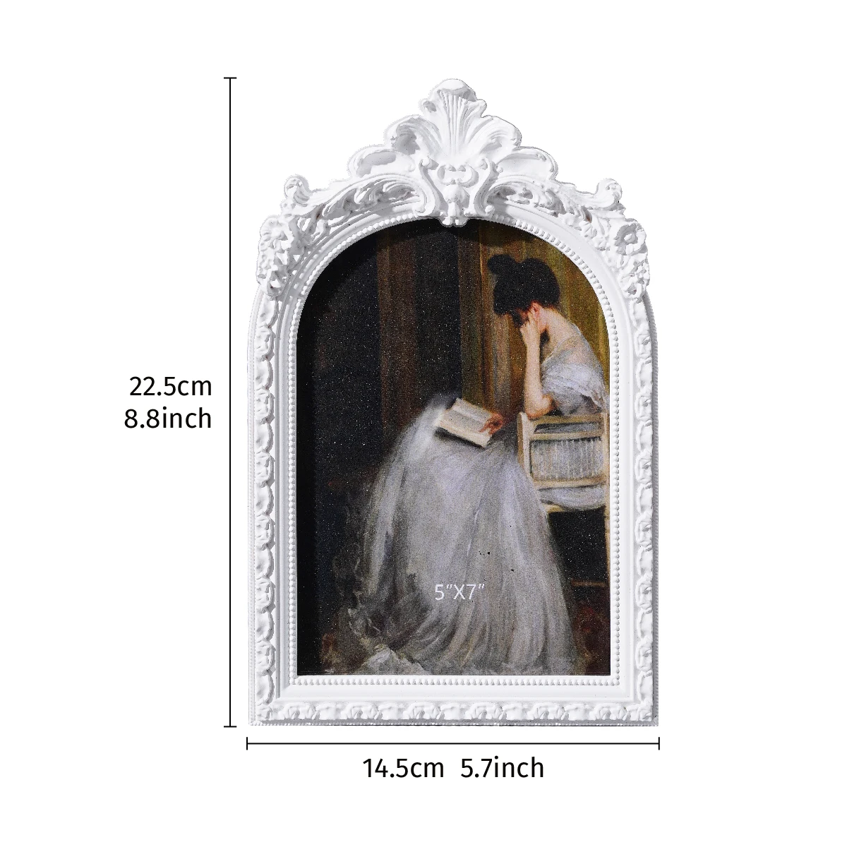 1PC, retro black/white arched lace decorative photo frame, European-style antique home desktop decoration photo display frame