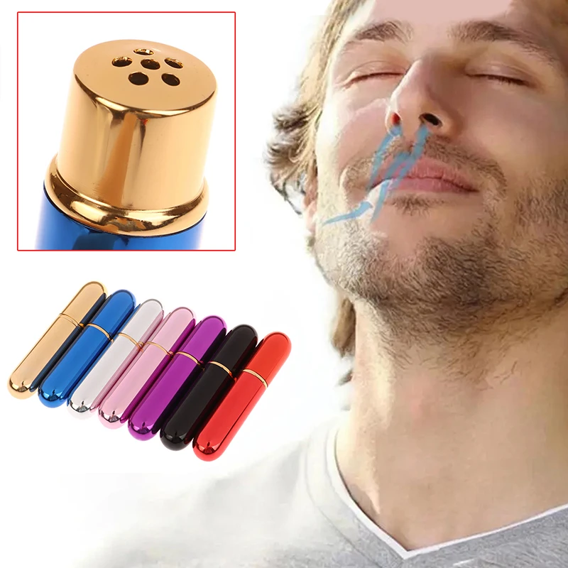 1 Stück Naseninhalatoren für ätherische Öle, Aromatherapie, leere Aluminiumrohre, 5 ml, nachfüllbare Flaschen mit Ersatzdochten – Detail 1