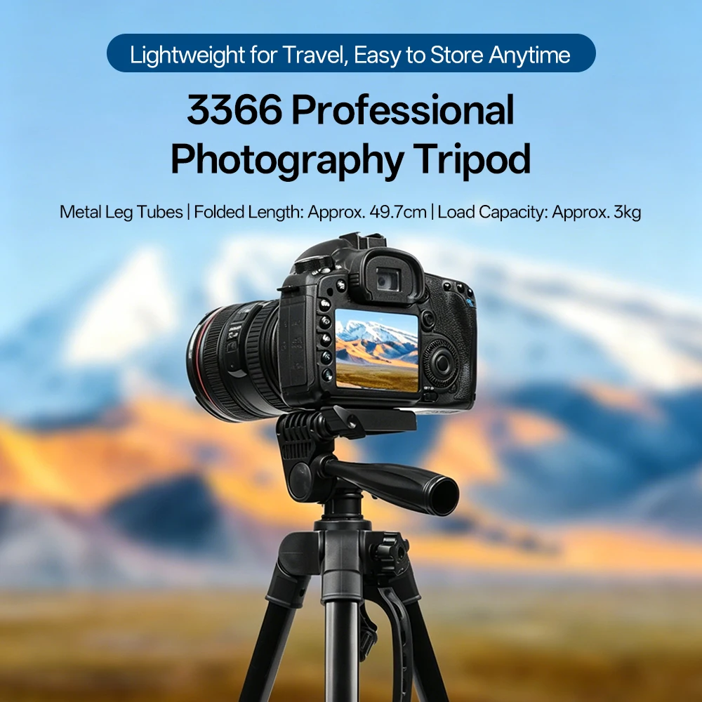 Treppiede da viaggio per telefono in alluminio, alto 55 pollici (140 cm), con piastre rapide e testa panoramica per fotocamere digitali DSLR SLR Canon Nikon - immagine 2