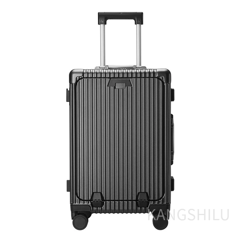 Carry-on suitcase 18''24''26''-inch aluminum frame front opening travel suitcase with wheels travel trolley case Rolling Luggage