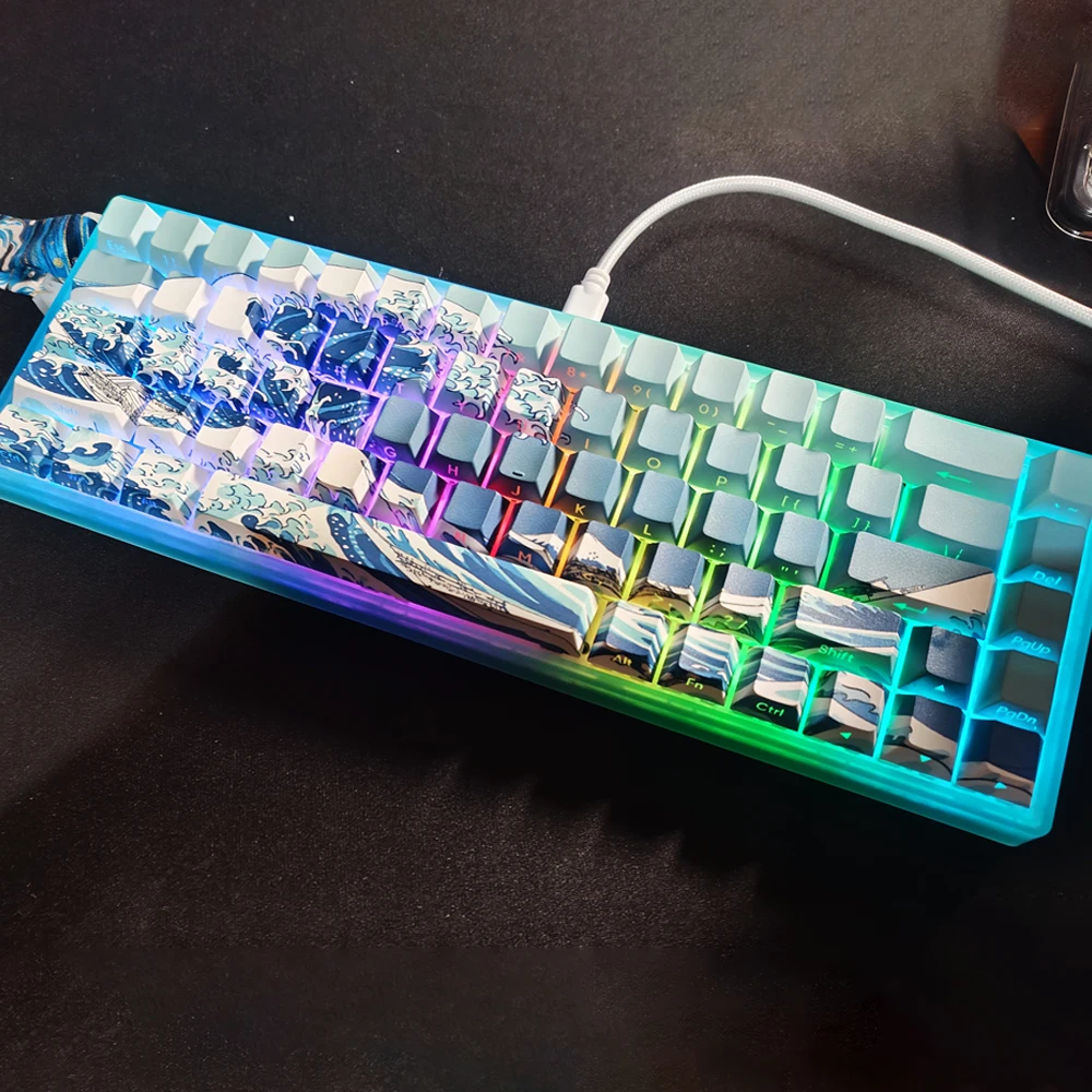 125 Keys Great Wave Off Kanagawa Dye Sub PBT Keycaps Cherry