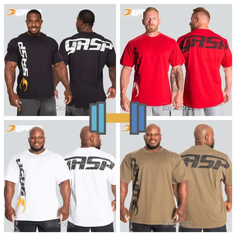 Cotton Short Sleeved Shirt GASP Original Tee Gaishipu Shiyuan Big Men's Short-sleeved Cotton Loose and Comfortable Muscle Bodybuilding T-shirt