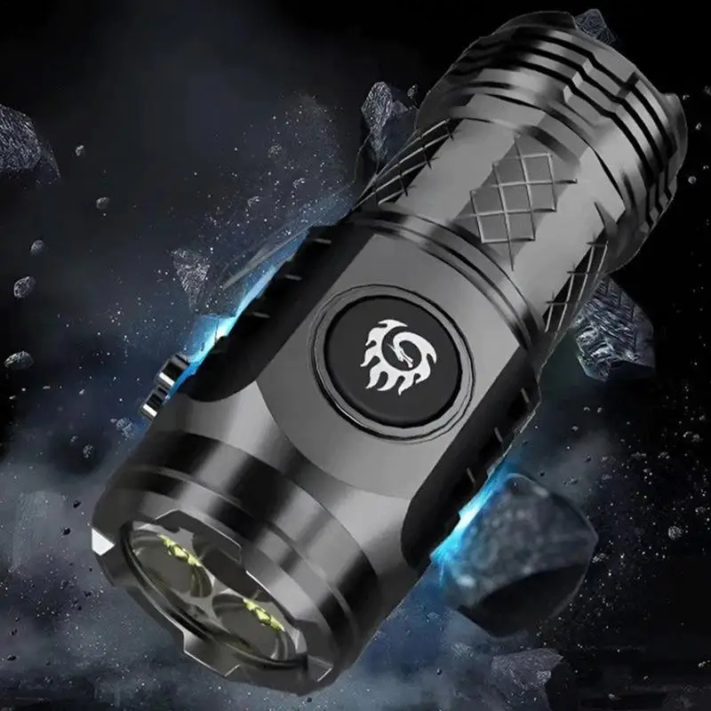 Mini Flashlight Three-Eyed Monster Super Power Rechargeable Portable Lighting