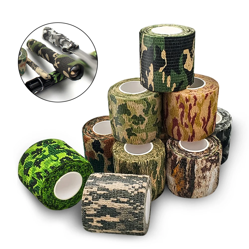 Pudincoco Elastico Camouflage Impermeabile Caccia Esterna Campeggio Stealth Camo Wrap Tape Militare Airsoft Paintball Stretch Fasciatura 