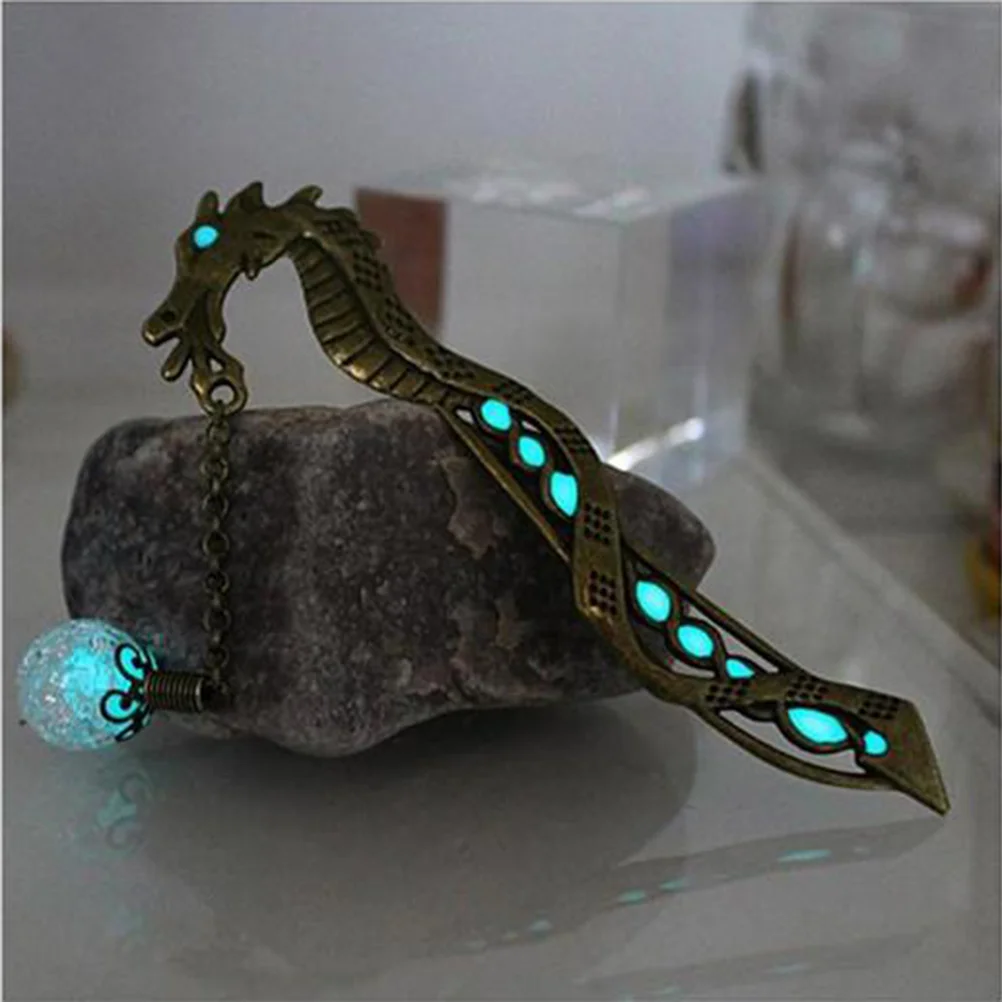 

Glowing Hairpin Dragon Shape Bookmark Bookmarks Luminous Beads Student Barrettes