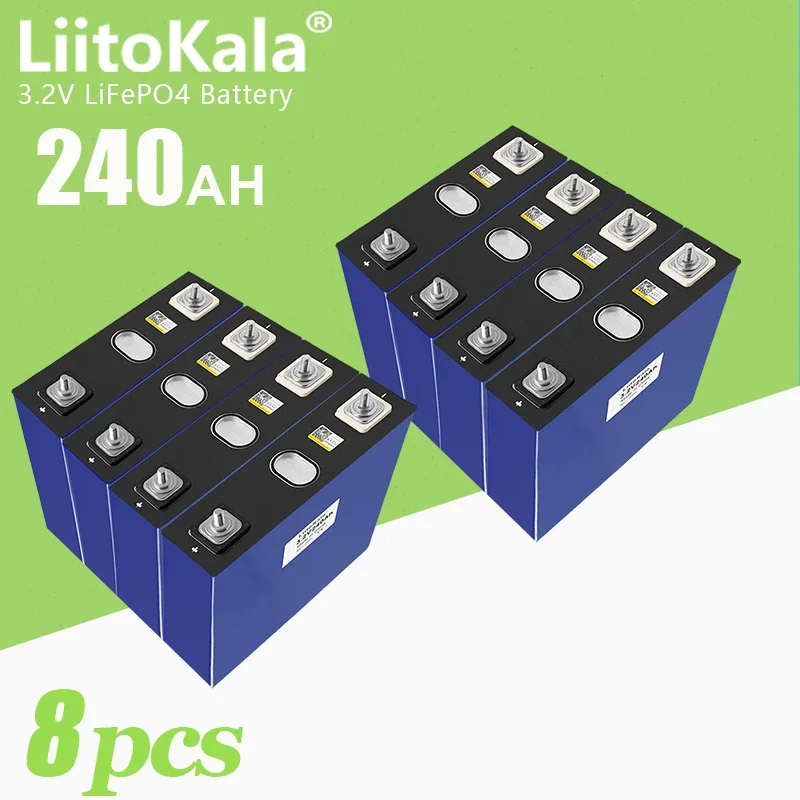 

8pcs LiitoKala 3.2V LiFePO4 240Ah Lithium Iron Phosphate Cell Rechargeable Battery Suit 12V 24V 48V 230Ah EV Yacht Boat