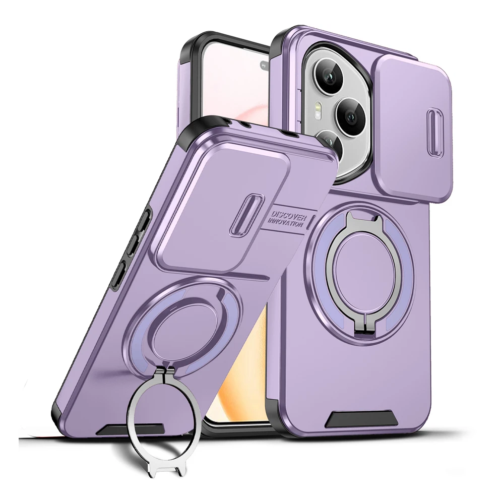 360° Ring Stand Phone Case with Slide Camera Protection and Magnetic Shockproof Cover by KEYSION