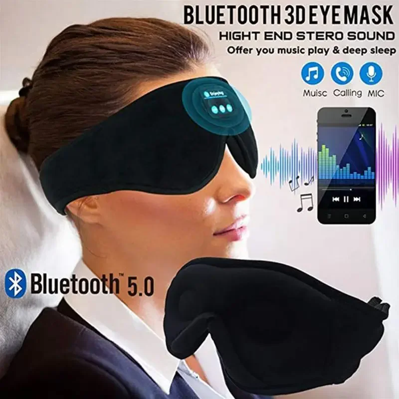 Bluetooth Sleeping Headphones 3D Eye Mask Wireless Air Travel 5.0 Headband Soft Elastic Comfortable Music Earphones 3