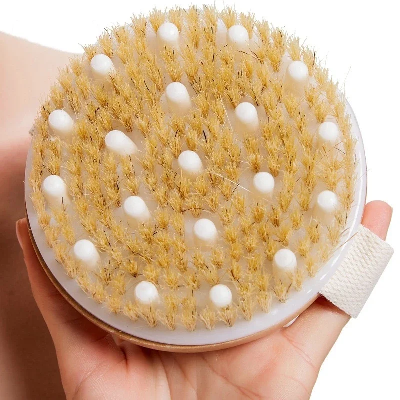 Natural Bristle Brush Soft Wet Dry Skin Body SPA Brush Bath Massager Home Dry Wet Back Shower Brushes Exfoliating Bathing Brush 3