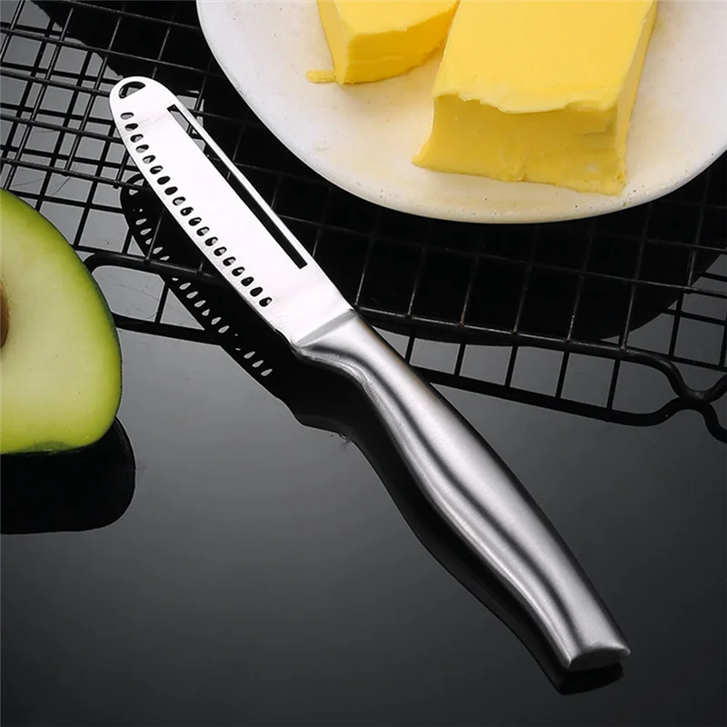 Butter Knife Hole Cheese Dessert Knife Stainless Steel Jam Cutlery Toast Cream Bread Cheese Cutter Kitchen Tools-AC82