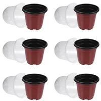 10 Sets Seedling Pot with Cover Garden Tiller Tool Plastic Nursery Accessories Living Room Plants Starter Planter 6