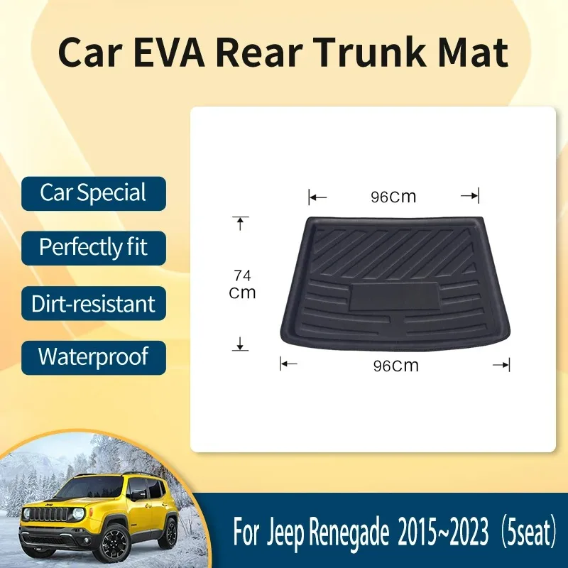 Tappetini Per Auto Adatti Per Jeep Renegade 2015 ~ 2023 Tappeti Impermeabili Tappetini Portaoggetti Per Bagagliaio Posteriore Per Auto Vassoio Bagagli