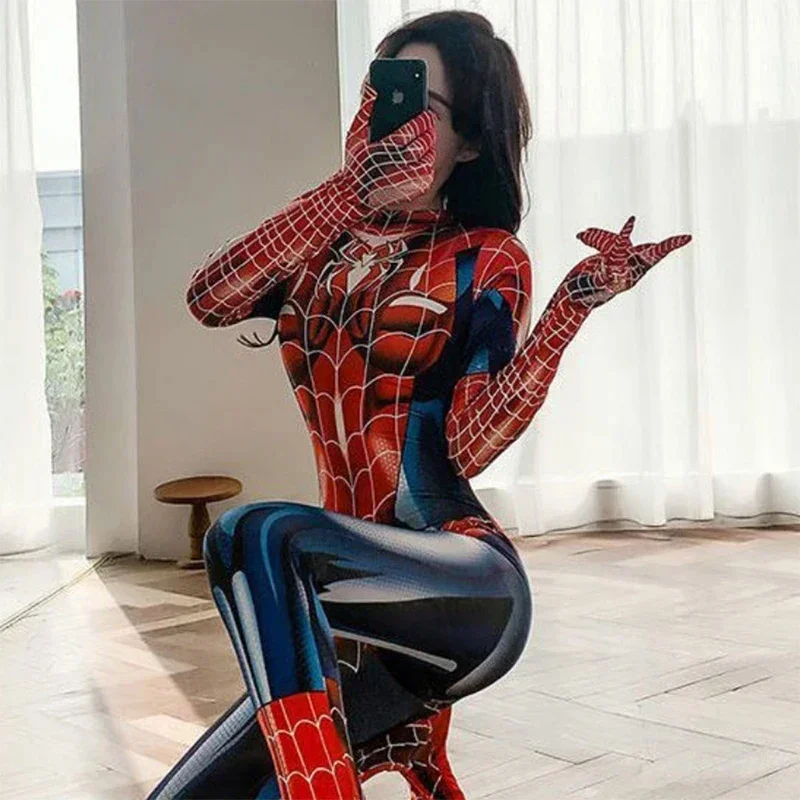 Lサイズ セクシー全身タイツ スパイダーマン ブラック 黒 コスプレ b