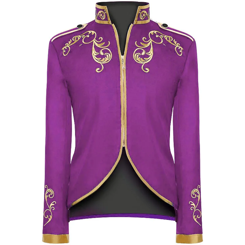 Men Medieval Victoria European Court King Cosplay Costume Coat Halloween Carnival Party Knight Embroidery Stand Collar Jacket