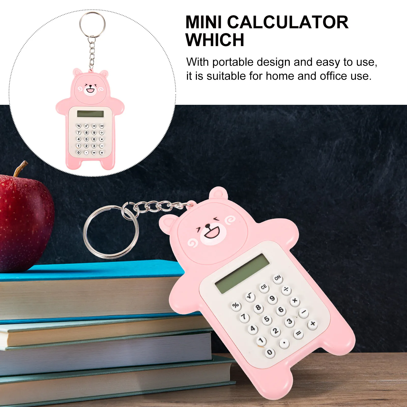미니 계산기 키체인 귀여운 곰 디자인 휴대용 교수형 계산기 학생용 사무용품 장 펜던트 소형