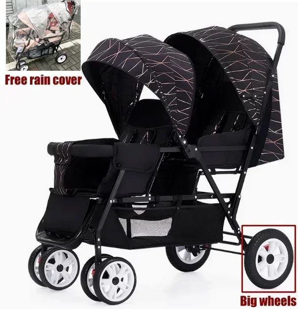 Poussettes jumelles pour enfants, deux poussettes EC, chariot de régime, poussette double pour bébé, avant et arrière EC 1