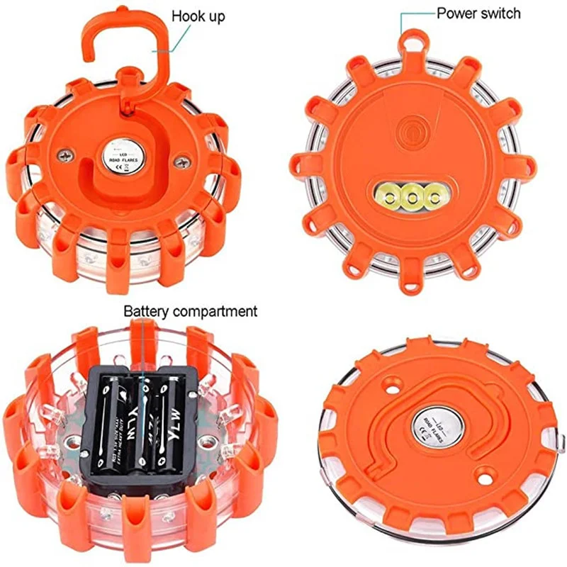 LED Road Flare Car Emergency Light Help Flash Magnetic Beacon Safety Strobe Work Warning Lights for Car Truck Boats 3pcs/set