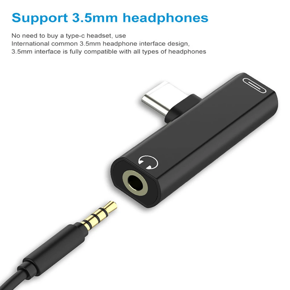 Mini 2 in 1 Type C to 3.5mm Jack Earphone Audio Adapter for Macbook Pro Xiaomi Oneplus Huawei Poco Headphone Charging Converter