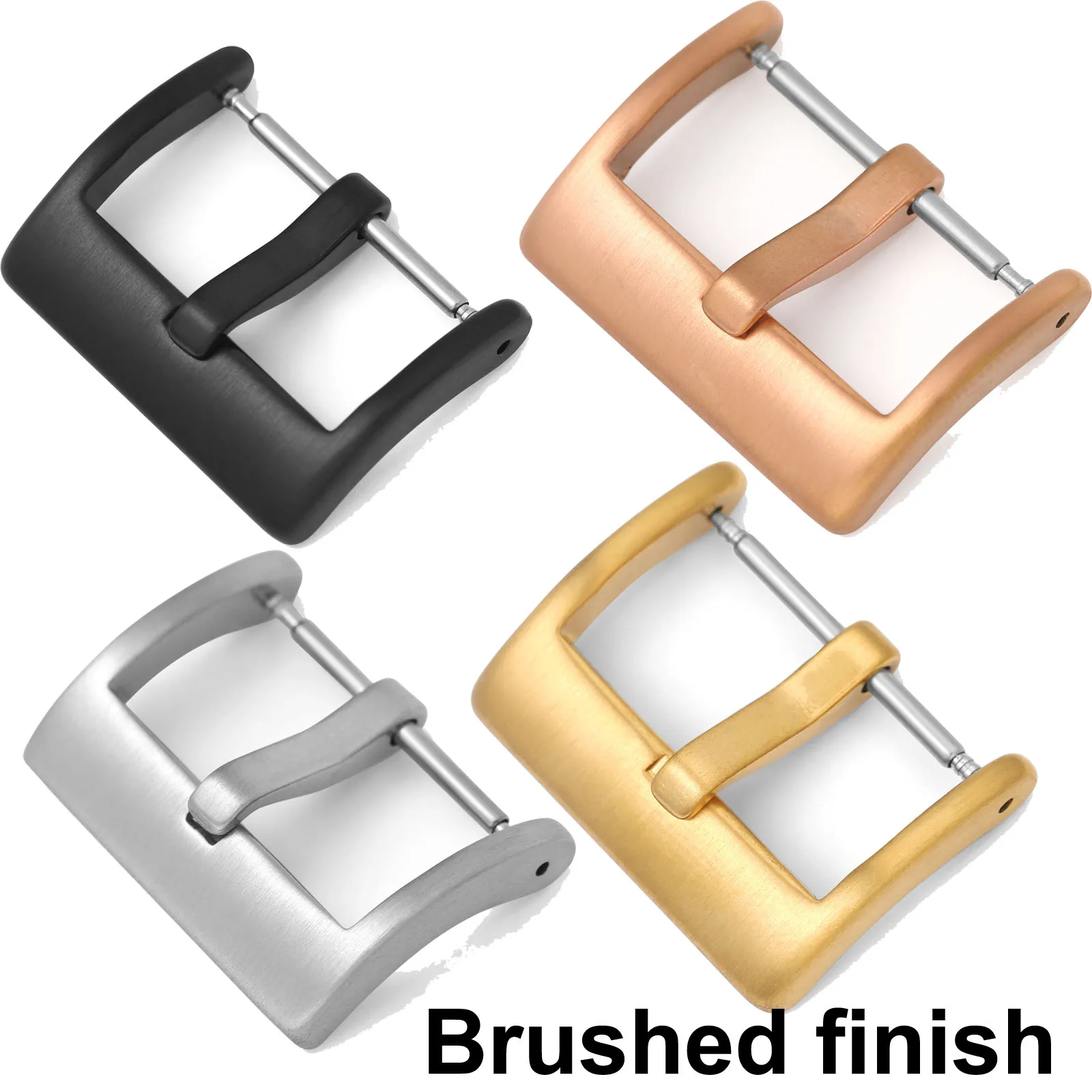 Elegant Stainless Steel Watch Pin Buckle - Brushed Matte Finish in Silver, Gold, Black - Leather Band Clasp Accessories