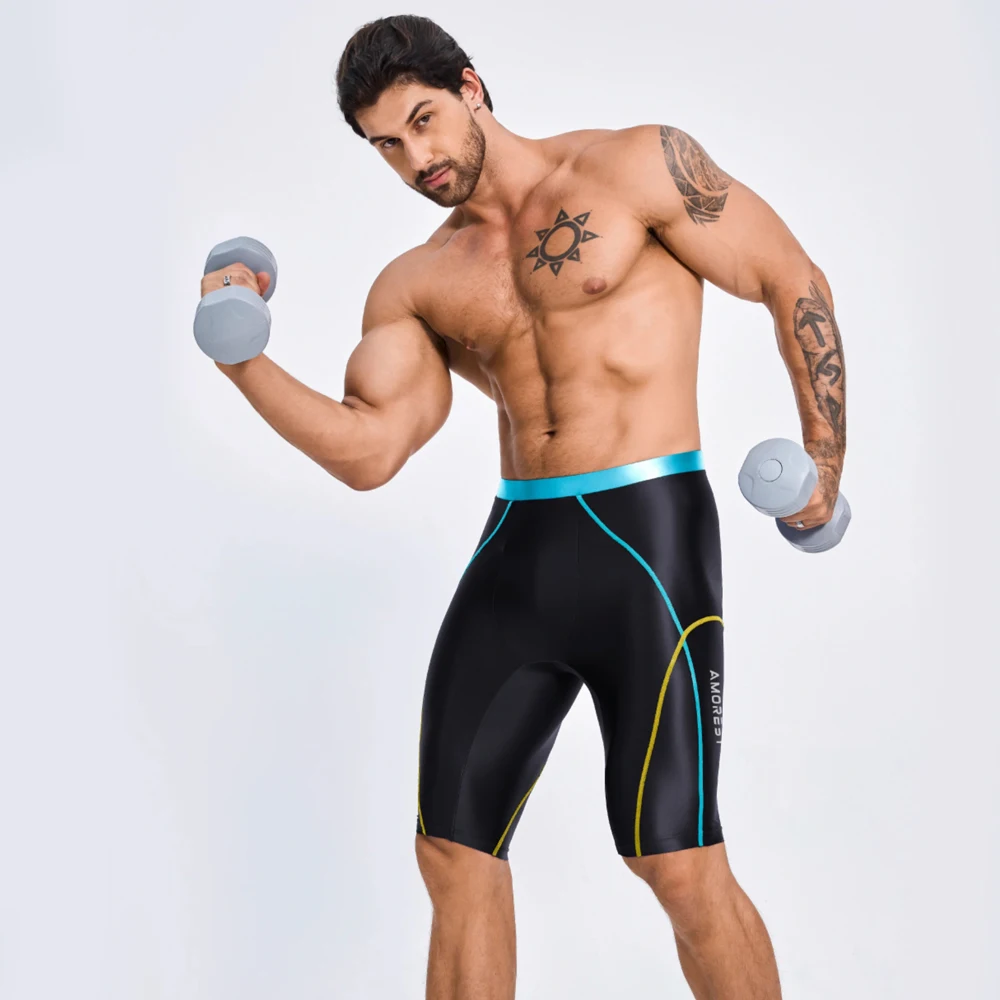 AMORESY men shorts casual fitness five quarter shorts cycling wrestling shorts satin glossy pants 5