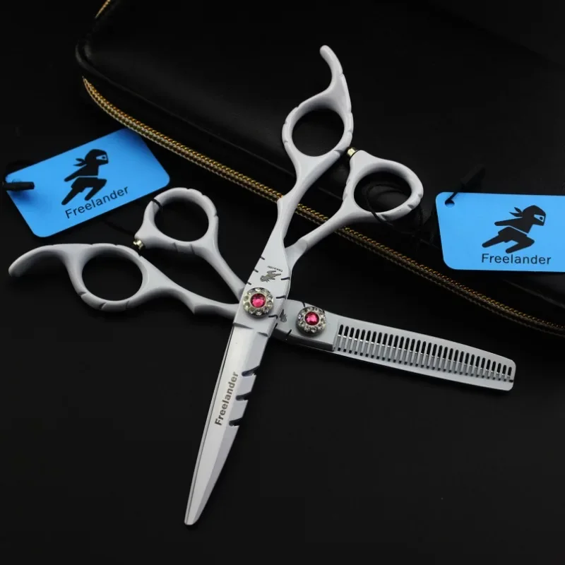 

Professional Japan 440c 6 '' Red Gem White Cut Hair Scissors Cutting Barber Haircut Thinning Shears Hairdressing Scissors