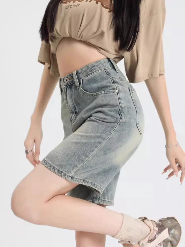 New Women Summer Denim Shorts Fashion American Retro Washing High Waist Thin Shorts Casual Vintage Jeans Shorts