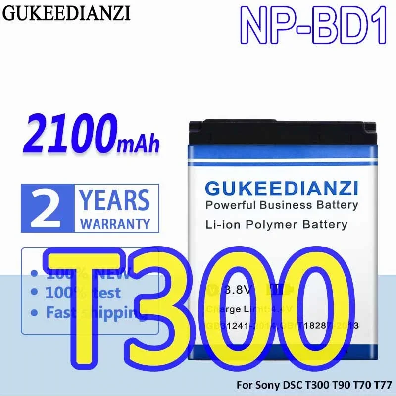 Batteria Np-Bd1 2100Mah Per Fotocamera Sony Cyber-Shot Dsc-G3 Dsc-T2 Dsc-T70 Dsc-T75 Dsc-T77 Dsc-T90 Dsc-T200 Dsc-T300 Dsc-T500
