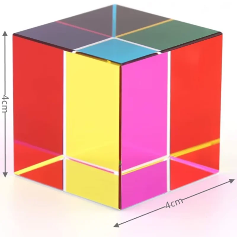 Color Cube Crystal Prism Desktop Toy Office Desk Ornament Toy Optical Equipment Scientific Experimental Materials Fun Toys