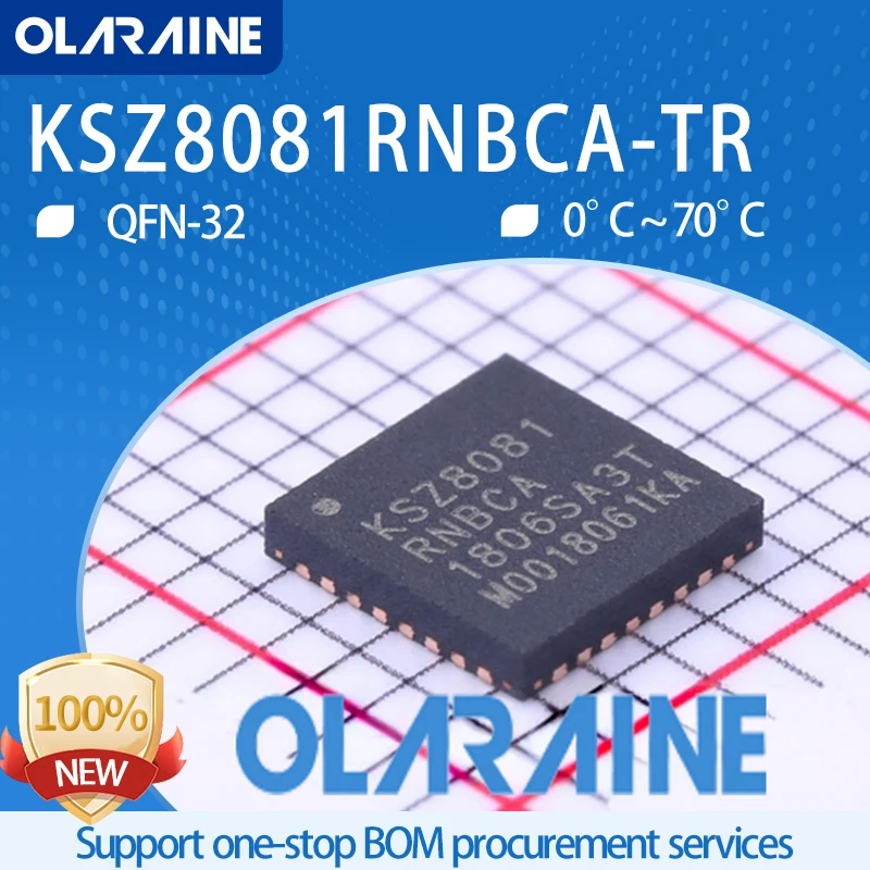 

5Pcs KSZ8081RNBCA-TR QFN-32 SMD Ethernet IC 10/100 BASE-TX Physical Layer Transceiver 3.465 V