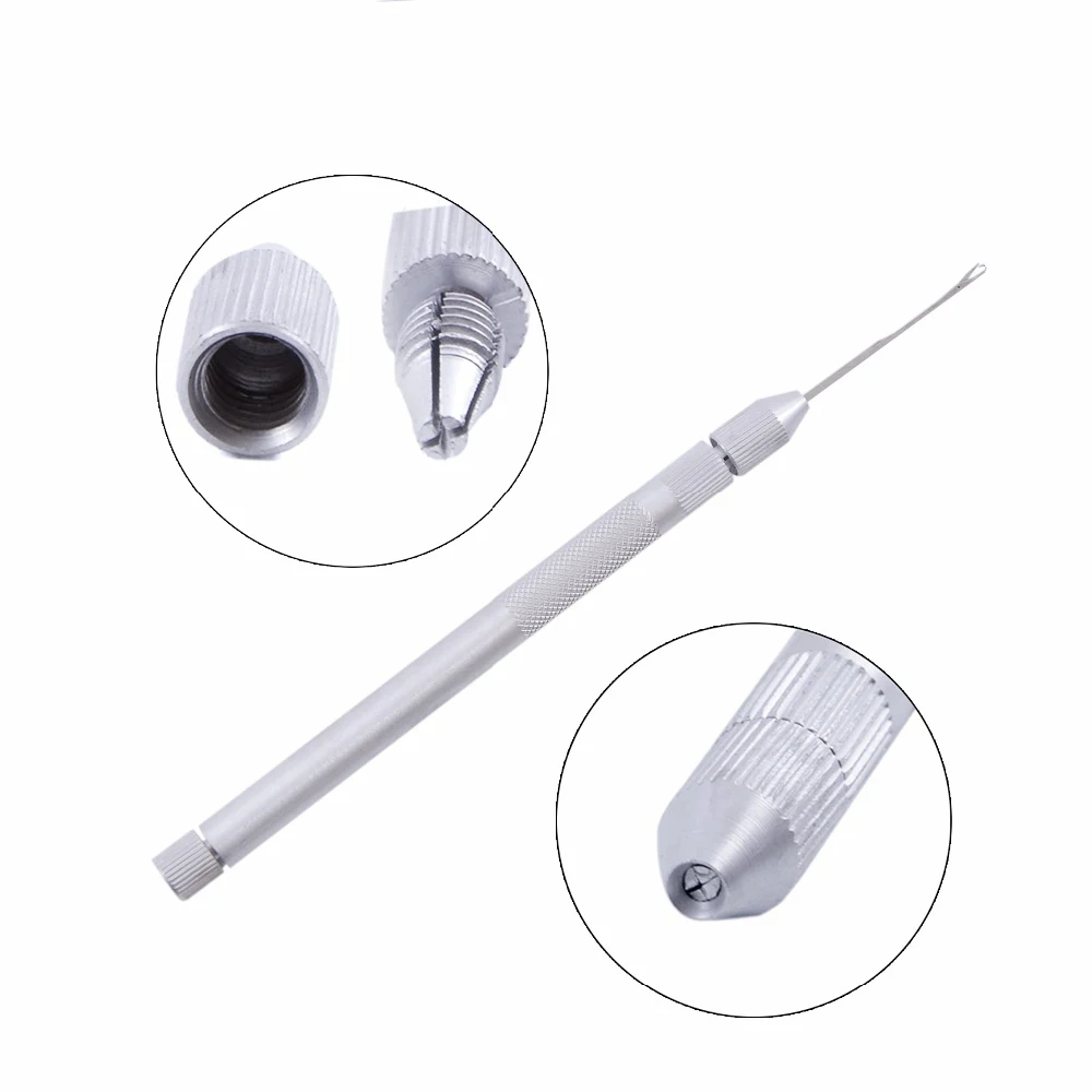 Aluminum Hair Crochet Needles Kit 1 set 3 Hook Needles + 1 Loop Lace Wigs Toupee Micro Ring Hair Extension Tool Hook Needle crochet hooks hair extensions tool