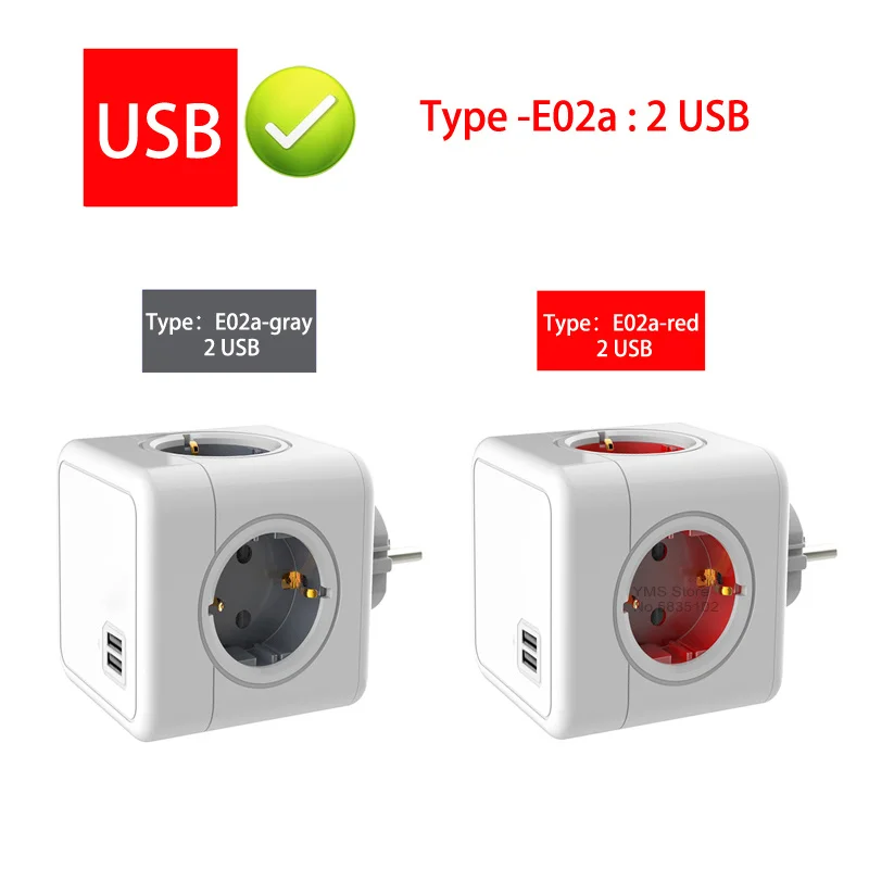 Massfa Multi USB Power Strip Cube with 4 Outlets - High-Power Extension Socket